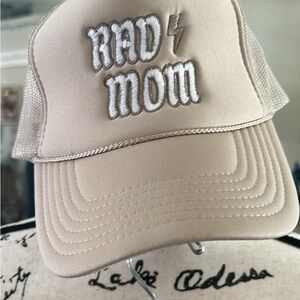 OTTO Beige Mesh Trucker Cap with Red Logo